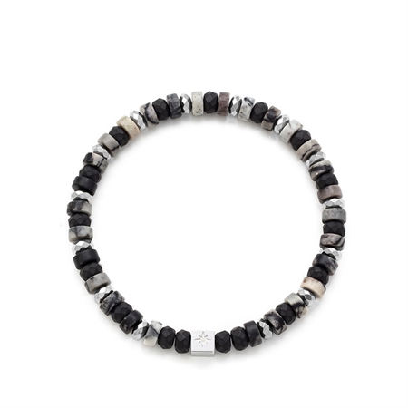 Samie - Armband mit Steinperlen in Schwarz und Grau